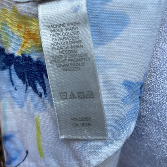 LIZ CLAIBORNE SZ 16 white/blue/yellow floral linen blend sleeveless maxi dress - Picture 6 of 7